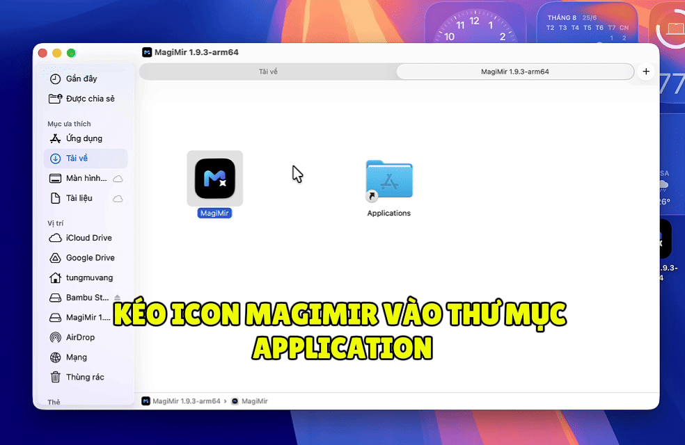 Ảnh động hướng dẫn cài đặt MagiMir cho macOS Macbook